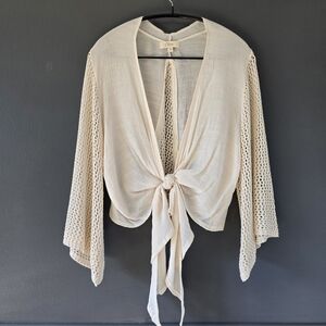 Cream Tie-Front Cardigan